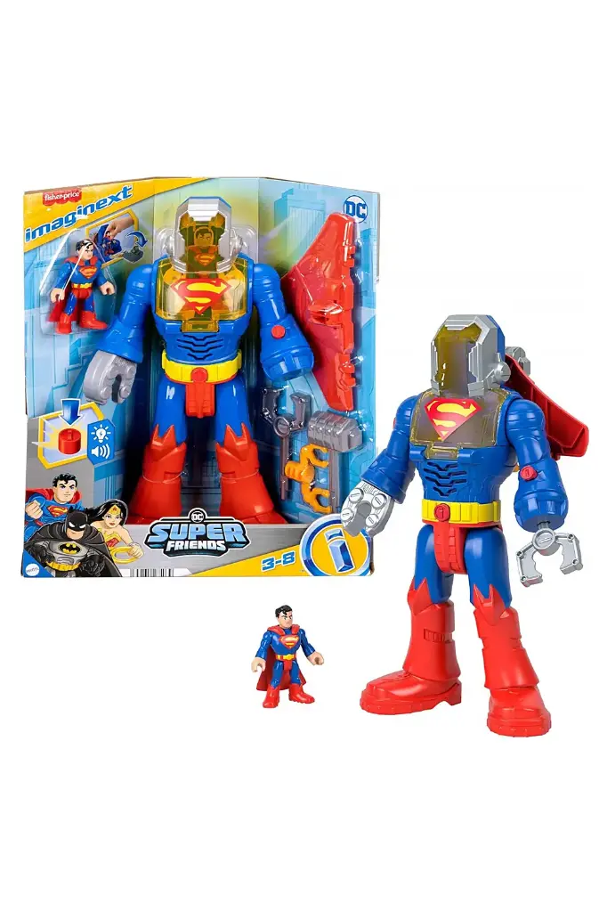 Fisher-Price Imaginext DC Super Friends Superman Toy Insider & Exo Suit 12-Inch Robot JCT47