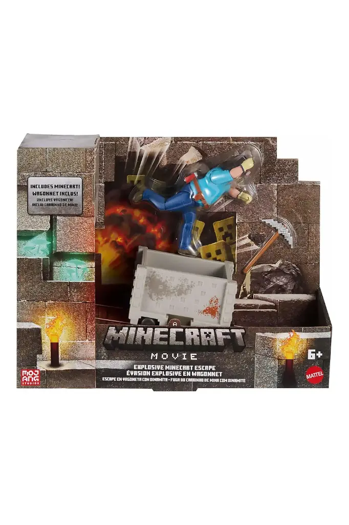 Minecraft Movie Explosive Minecart Escape with Steve & Minecart JGP20