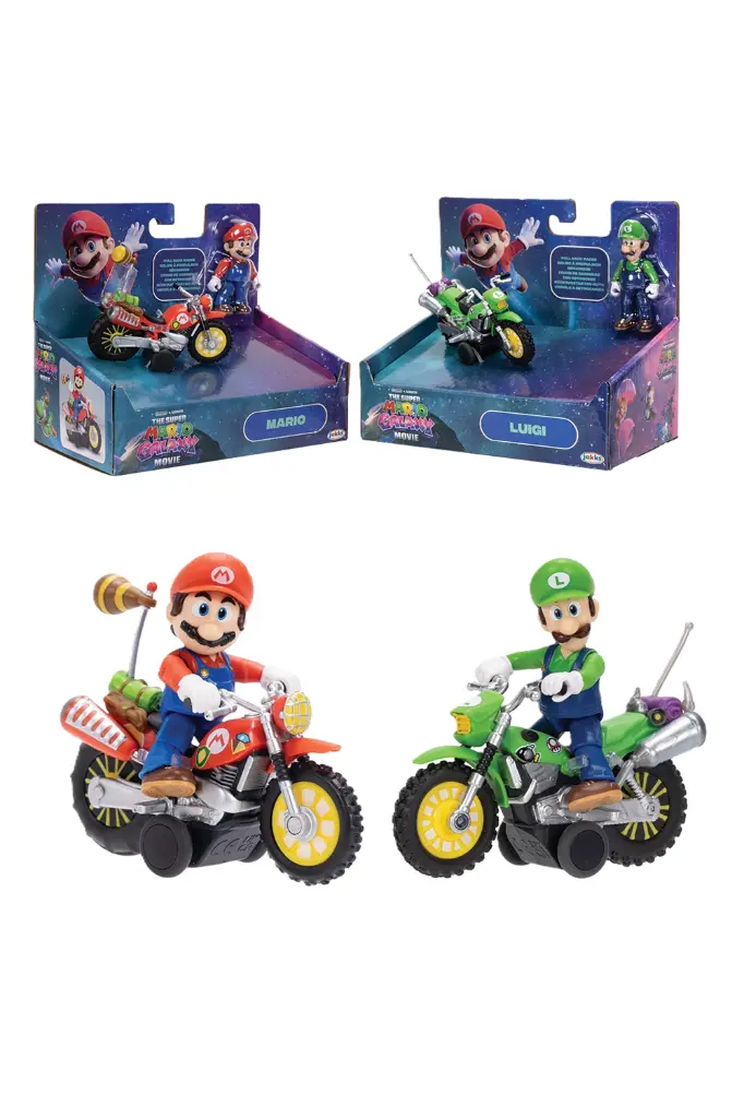 Jakks Pacific The Super Mario Galaxy Movie : 2.5" Action Figure with Motorcycle (Mario or Luigi)  43232