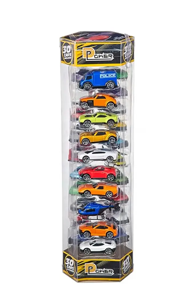 D-Power Die-cast Cars 30pcs Set Tube - 1:64 Scale Metal Alloy Die-cast Vehicles Collection 97203