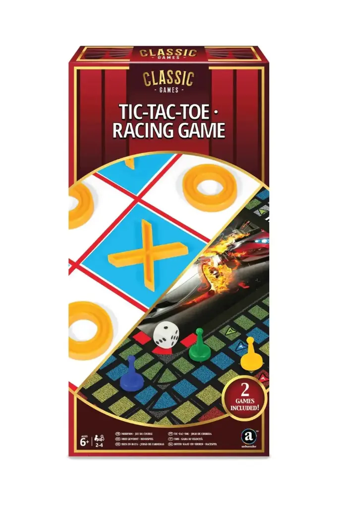 Merchant Ambassador Classic Games - 2-in-1 Racing Game, Tic-Tac-Toe T2307MA