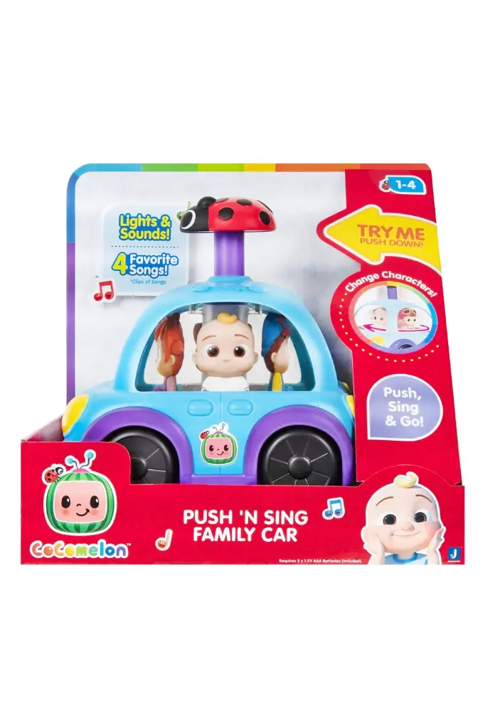 CoComelon Push ‘N Sing Family Car - Interactive Musical Light-Up Car CMW0507