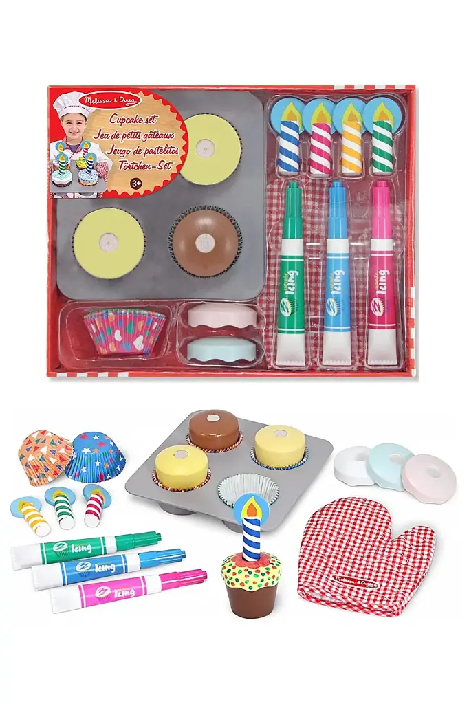 Melissa & Doug Bake & Decorate Wooden Cupcake Play Set 14019
