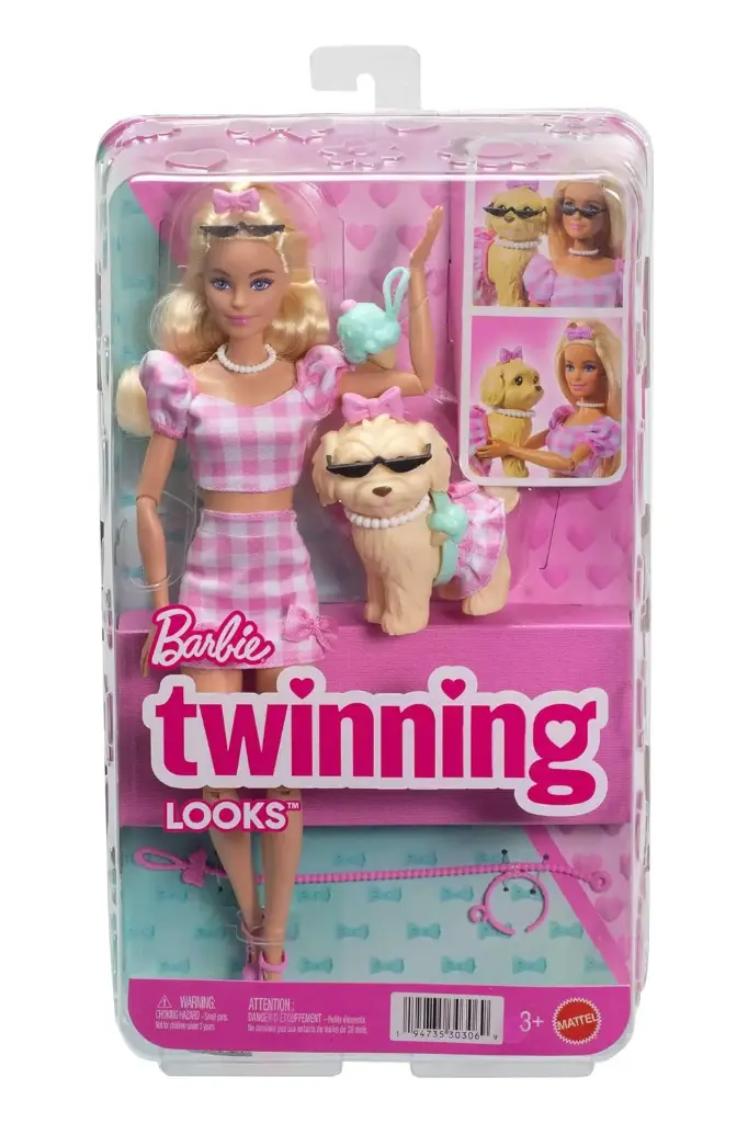 Barbie Twinning Looks Doll with Pet Dog JFP36