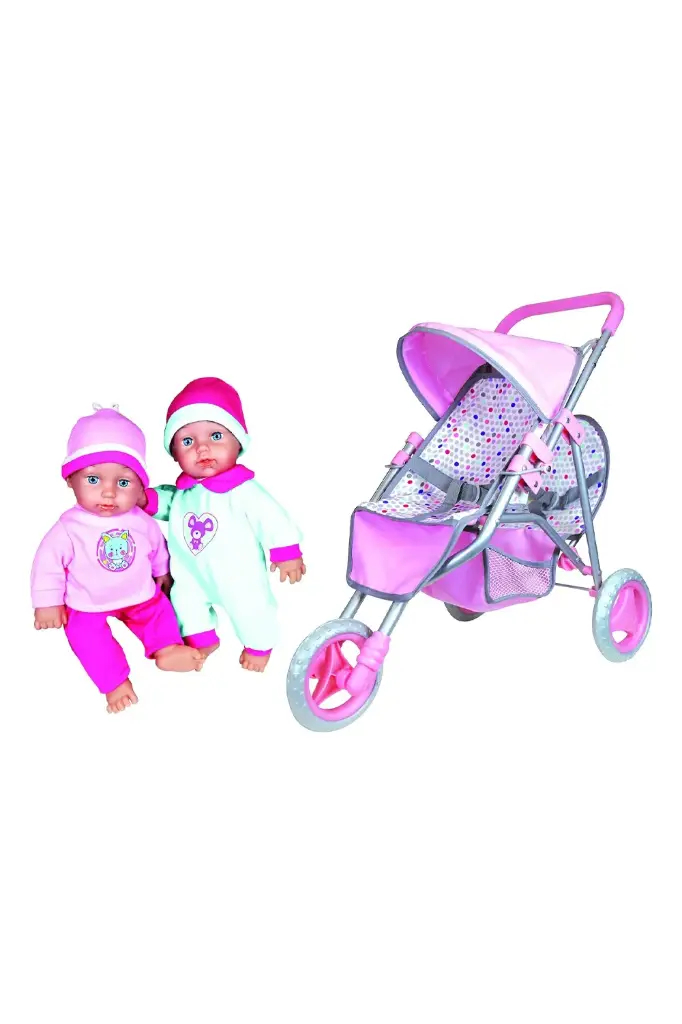 TWIN JOGGER W/ 2 BABY DOLLS 18811