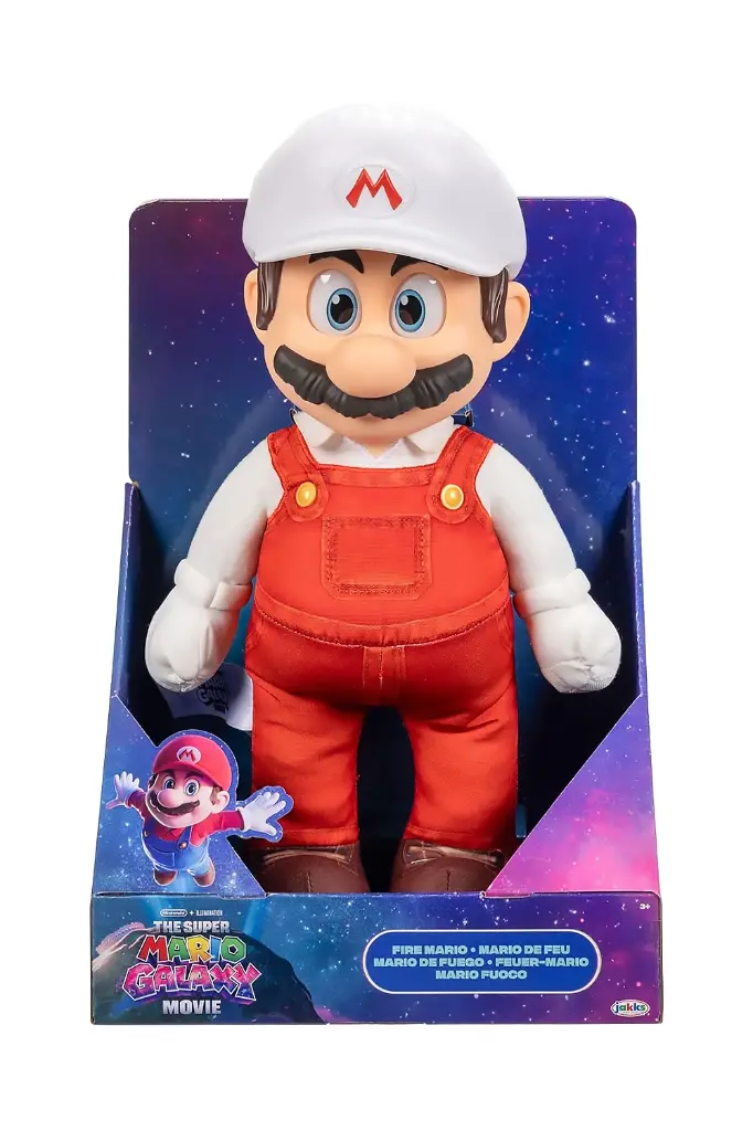 Nintendo The Super Mario Galaxy Movie Fire Mario 15" Posable Plush 43236