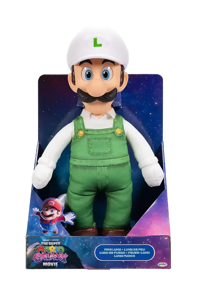 Nintendo The Super Mario Galaxy Movie Fire Luigi 15" Posable Plush 43237