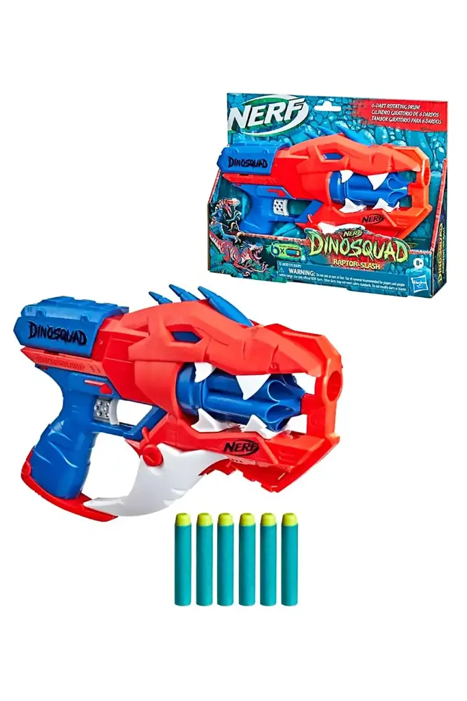 Nerf DinoSquad Raptor-Slash Dart Blaster, 6-Dart Rotating Drum F2475