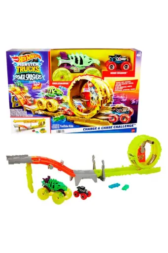 [BOYSAQCHXT05] Hotwheels Monster Trucks Power Smashers Charge & Chase Challenge HXT05