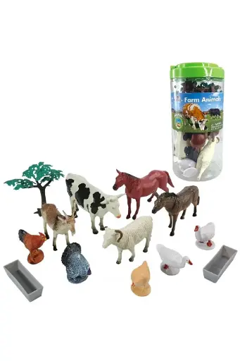 [BOYSWTI6403] Wenno 13 pcs. Farm Animals in a 23cm Bucket 6403