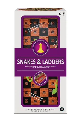 [BRDGUTGTG1903] Ambassador Folding Wood Snakes and Ladders Board Game Set TG1903