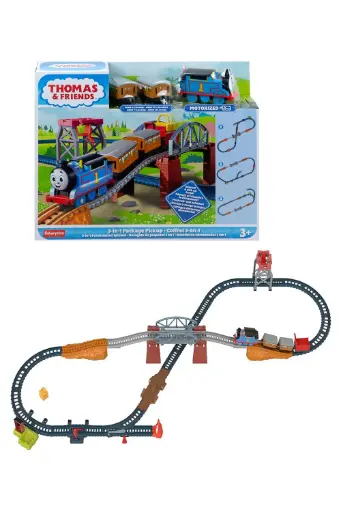 [EYRSAQCHGX64] Fisher Price Thomas & Friends 3 in 1 Package Pickup Track Set HGX64