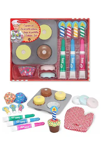 [EYRSNHE14019] Melissa & Doug Bake & Decorate Wooden Cupcake Play Set 14019