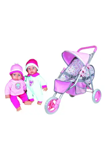 [GRLSUTG18811] TWIN JOGGER W/ 2 BABY DOLLS 18811
